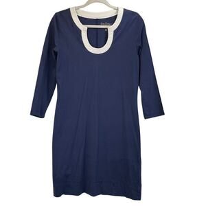 Lilly Pulitzer Womens S Navy/White Marlina Pima Cotton Dress Vacation